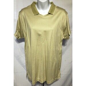 NWOT OuterBanks Polo Top L Green Stripe V-neck Collar Short Sleeve Sports Preppy